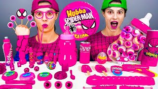 ASMR MUKBANG for Superheroes Color food challenge 그린 블루 푸드 챌린지 Pink vs BlueGreen dessert FOOD [upl. by Aceber]