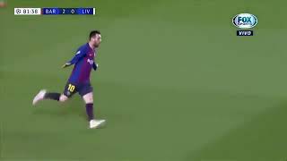 Así fue el gol de tiro libre de Lionel Messi ante Liverpool en la champions league 20182019 [upl. by Arotak]