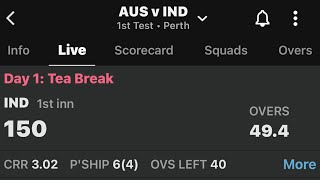 BGT PERTH TEST INNINGS BREAK  INDIA 150 ALL OUT [upl. by Eyr872]