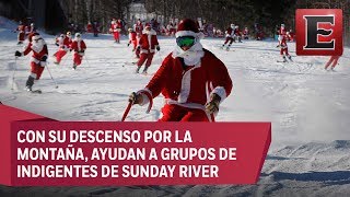 Decenas de Santas Claus esquiadores para apoyar a fundación [upl. by Aicnatsnoc78]