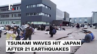 First Tsunami Waves Hit Japan After 76 Magnitude Earthquake [upl. by Ellenaej907]