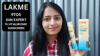 Lakme 9TO5 Sun Expert SPF 50 PA 1 Hyaluronic Sunscreen Review  By HealthAndBeautyStation [upl. by Dallman]