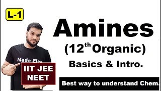 L1 Amines 12th Organic  Basics amp Introduction of Amines  JEE NEET  By Arvind Arora [upl. by Inerney]