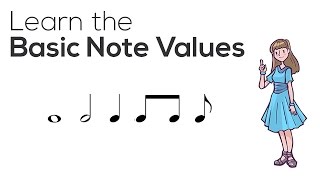 Learn Basic Music Note Values Quarter Half and Whole Notes [upl. by Tully610]