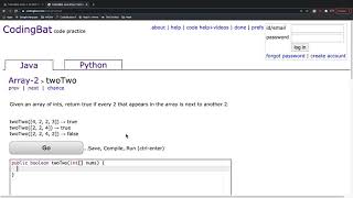 CodingBat Array 2 twoTwo [upl. by Wilfred371]