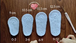 Suelas a Crochet para Zapatitos de bebé todas las tallas paso a paso [upl. by Acirre695]