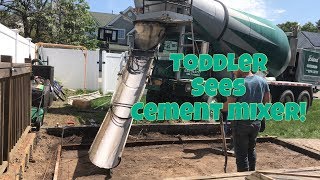 TODDLER SEES A REAL CONCRETE MIXER IN ACTION CEMENT MIXER TRUCK FOR KIDS BEST VIDEOS FOR TODDLERS [upl. by Mikeb]