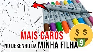 COLORINDO O DESENHO DA MINHA FILHA COM MATERIAIS CAROS [upl. by Gilberta]