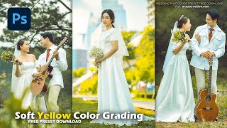 Photoshop Tutorial Wedding Photo Editing Photoshop Presets । Soft Yellow Color Grading [upl. by Ayekahs]