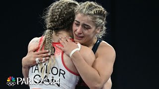 USAs Helen Maroulis pins Hannah Taylor in 24 SECONDS to win third Olympic medal  Paris Olympics [upl. by Tandie]