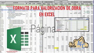 VALORIZACION DE OBRA EN FORMATO EXCEL PACK COMPLETO [upl. by Tsenrae987]