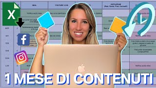 Come creare un PIANO EDITORIALE 1 Mese di contenuti in 1 Ora 🗓 [upl. by Nosnarb]