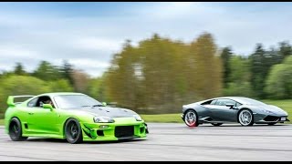 Ferrari 458 challenges Turbo Supra on the highway [upl. by Akcire]