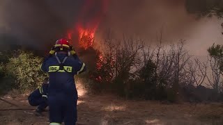 Smoke looms over Athens as firefighters battle wildfires  REUTERS [upl. by Ecirtal447]