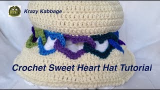 Crochet Interlocked Hearts Hat Tutorial [upl. by Nyletac]