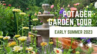 Potager Garden Tour Early Summer 2023  Raised Garden Beds  Brick ’n Blooms [upl. by Katlin]