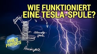 TeslaSpule einfach erklärt Induktion  Wie funktioniert eine Teslaspule  Phils Physics [upl. by Haldas]