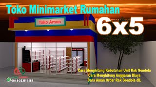 Toko 6x5 Desain Layout Minimarket Rumahan  Cara Menghitung Unit Rak Gondola dan Anggaran Biayanya [upl. by Voccola]