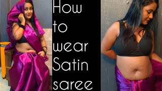 How To Wear Satin sareeSatin dress WearingSaree modelSaree Fashion [upl. by Alejandrina]