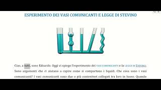 ESPERIMENTO DEI VASI COMUNICANTI E LEGGE DI STEVINO [upl. by Margy]