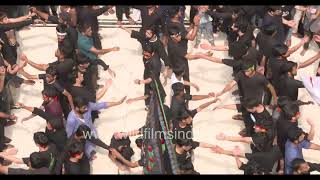 Shia Muslims practice Muharram in Old Delhi chest thumping percussion hands stretch slow motion [upl. by Noisla]