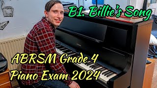 B1 Billies Song Valerie Capers  ABRSM Grade 4 Piano Exam 2024 [upl. by Litnahc]