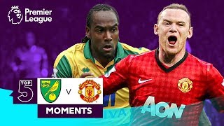 Top 5 Norwich City v Manchester United Premier League Moments  Rooney Jerome Martial [upl. by Eerac]