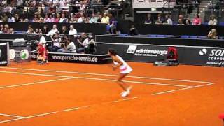 Julia Goerges serving vs Justine Henin  Porsche Tennis Grand Prix 2010 Stuttgart [upl. by Yecam]