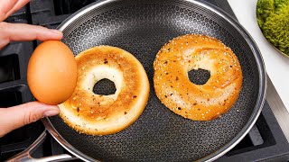 Only 3 Ingredients The Best 5 Minute Breakfast Recipe Easy and Delicious Eggs and Bagel Recipe [upl. by Salba177]