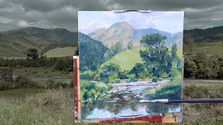 PAINTING OUTDOORS  Capturing a Landscape in Oils [upl. by Ahsyekat86]