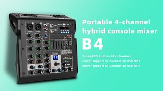 Bomaite B4 Portable 4Channel Mixing Console Mixer 7band EQ Builtin 48V Phantom Power Supports BT [upl. by Aniham]