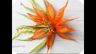 How to DIY felting tutorial on a flower Spiky Orange Flower  Felted Brooch [upl. by Aisereht]