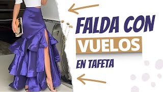 Falda con Vuelos en Tafetán Clase 1 de Confección Paso a Paso [upl. by Natsirc]