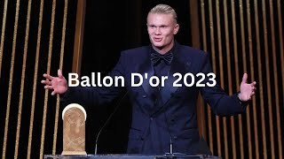 Ballon Dor 2023  Erling Haaland Wins Striker of the Year Gerd Müller Trophy [upl. by Enellek521]