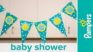 Baby Shower Ideas Stroller Banner Party Decorations  Pampers [upl. by Ott]