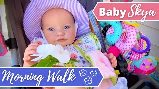 Reborn Baby Skya Morning Stroller Walk amp Summer Outfit Change [upl. by Anilorak305]