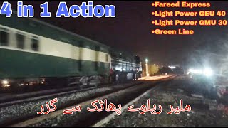 4 in 1 Action  Passenger Train amp Light Power Passing Malir Near Wireless Gate [upl. by Adlih726]