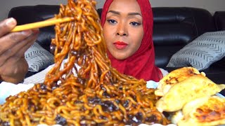 ASMR  Black Bean Noodles  Fried DUMPLINGS Soft amp CRUNCHY Eating Sounds Mukbang [upl. by Alleris]