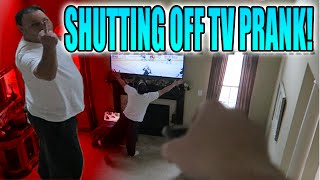 SHUTTING OFF TV PRANK ON DAD HILARIOUS [upl. by Bell]