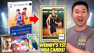 WEMBYS FIRST NBA CARDS 😮🔥 202324 Panini NBA Hoops Basketball Hobby Box Review x2 [upl. by Hole220]