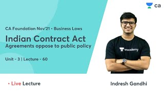 L60 Indian Contract Act  Unit 3  Agreements oppose to public policy  Indresh Gandhi [upl. by Suilenrac]