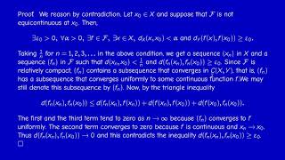 Math400  Functional Analysis  Section 11  The ArzelaAscoli theorem  Part 2 [upl. by Anaul960]