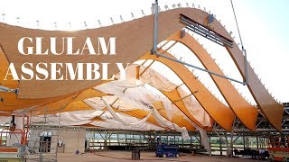 Glulam Structure Pt2  Primary beam structure assembly [upl. by Nnaes975]