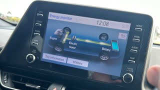 Testing out a 22’ Toyota CHRKoba Hybrid Cluster amp energy monitor view [upl. by Carrol]