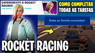 COMO COMPLETAR TODAS AS MISSÕES TAREFAS EXPERIMENTE O ROCKET RACING ROCKET LEAGUE  Fortnite [upl. by Baynebridge]