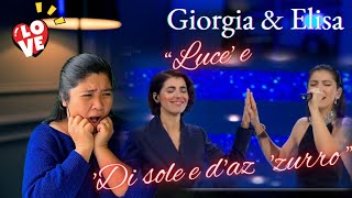 Giorgia con Elisa cantano Luce e Di sole e dazzurro Sanremo 2023  Reaction [upl. by Merrie]