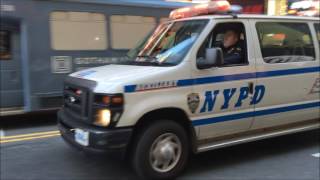 RARE CATCH OF A NYPD AUXILIARY POLICE VAN RESPONDING ON WEST 42ND STREET IN TIMES SQUARE MANHATTAN [upl. by Bevin]