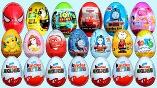 20 Surprise Eggs 7 Kinder Surprise Disney Pixar Cars 2 Thomas Spongebob [upl. by Vale]