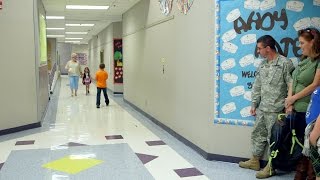 Returning soldier surprises daughter in the hallway at Graham Elementary [upl. by Dunton815]