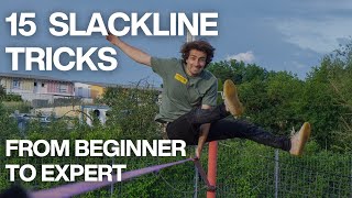 15 Slackline Tricks from Beginner to Expert  KOS 2021 Compilation [upl. by Evetta793]